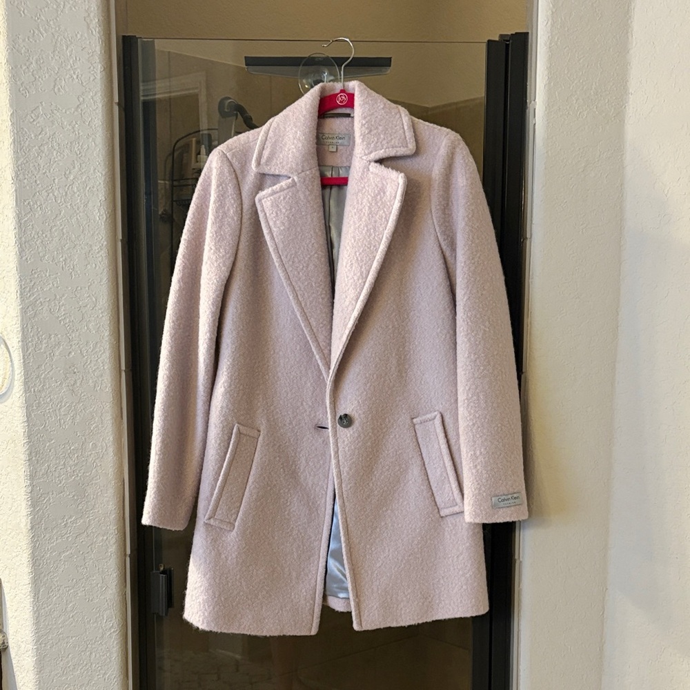 Calvin Klein Light Pink wool Pea Coat S